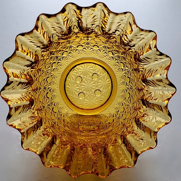 Vntg "Daisy and Button" Amber 6" Bowl by L.E. Smith Glass - Picture 10 of 10